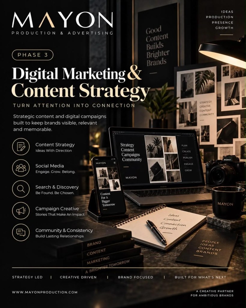 Digital marketing agency in India poster covering content strategy and social media services.